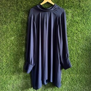 City Chic XL 22 Back Neck Bow Tie Silky Navy Blue Dress NDD18